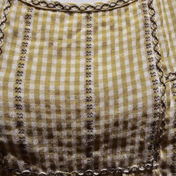 Max Studio Butter Yellow Gingham Baby doll Top S Embroidered Vintage Boho Tunic - Picture 6 of 10